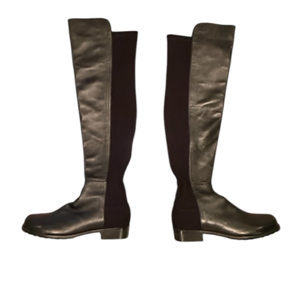 NWOT Stuart Weitzman 5050 Black Leather Over the knee boots Size 6 MSRP $795 - Picture 6 of 15